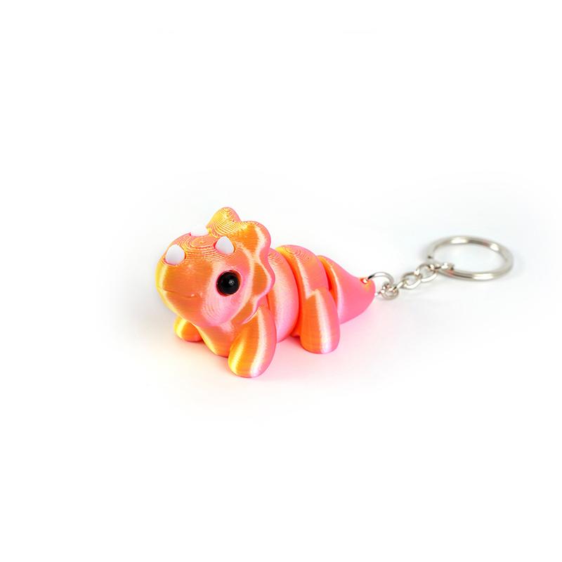 

Creative 3D Printing Multicolor Triceratops Keychain Cute Movable Simulation Animal Pendant Bag Charm Accessories Kids Gift