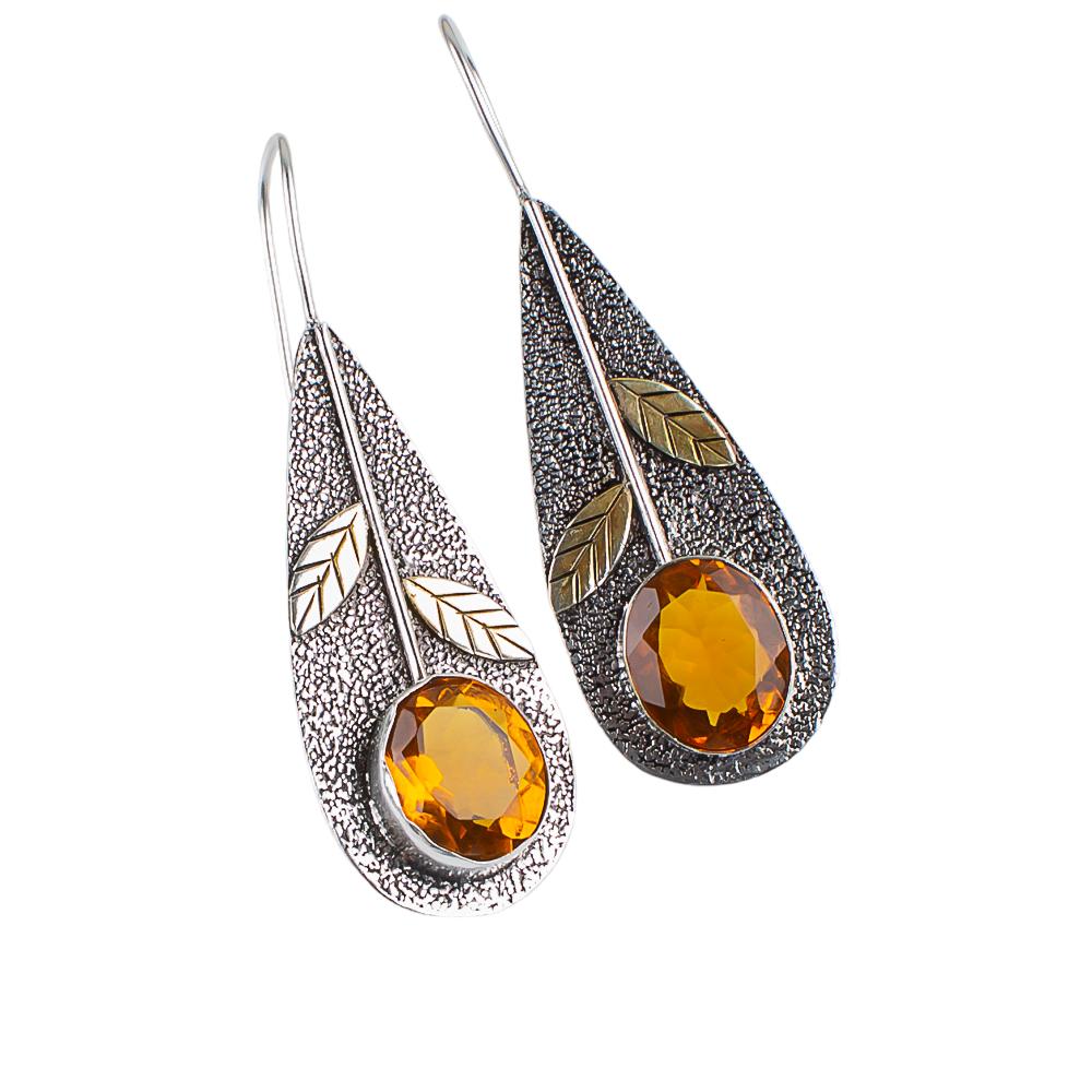 Citrine Gemstone 925 Sterling Silver Jewelry Handmade Drop/Dangle Earrings 2.00" EE-72-1