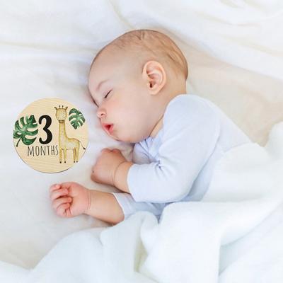 Yousheng 7st Milstolpekort för babymånad Hållbar slät yta träsouvenirkort för att fånga dyrbara ögonblick