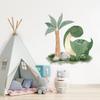 Cute Dinosaur Wall Sticker Cartoon Dino Tropical Palm Tree Wall Decals Peel And Stick Dino Wall Art for Kids Boys Nursery Bedroom Playroom Classroom