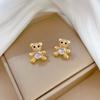 Bear Micro-Inlaid Necklace Earrings Set, Light Luxury Micro-Inlaid Personality Temperament Banquet Earrings, Necklace Combination