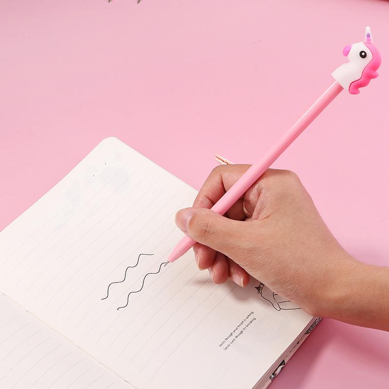 10Pcs Japanese and Korean Girl Heart Cartoon Unicorn Neutral Pen Student Signature Pen Writing Exam Pen Office Black Water Pen