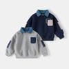 Children's Fake Two-piece Sweater Autumn and Winter New Korean Version of Children's Clothing Boys' Velvet Jacket Baby Top Trend
