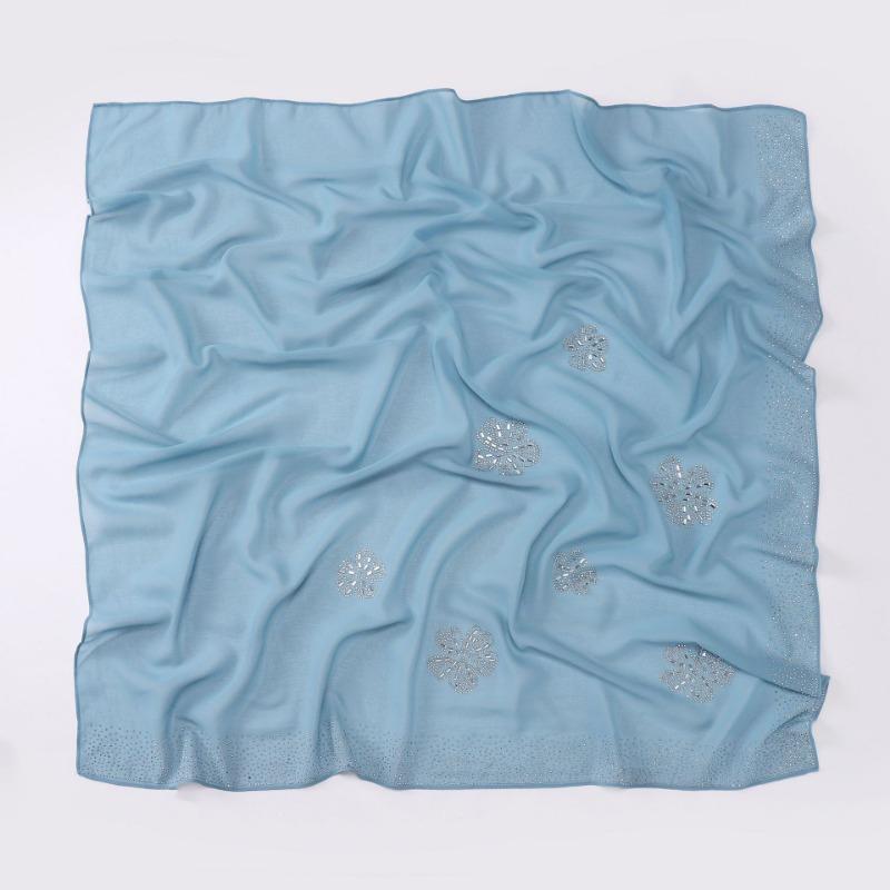 Women S Floral Rhinestone Chiffon Square Scarf For All Seasons