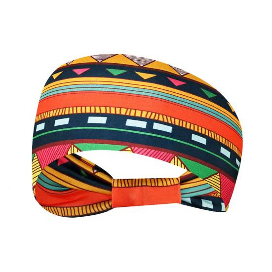 Women Wide Boho Print Headband Yoga Workout Knotted Stretch Sports Hairband Vintage Ethnic African Head Wrap