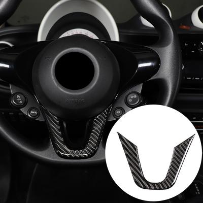 Car Carbon Fiber Style Steering Wheel Decoration Cover Trim Sticker Fit For Mercedes Benz Smart 453 Fortwo