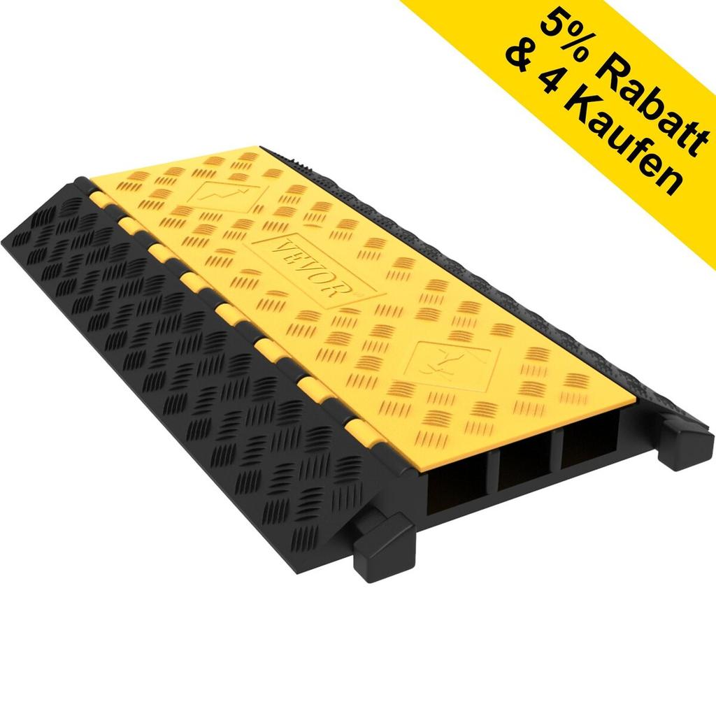 3 Channel Rubber Cable Protector Ramp Heavy Duty Cable Wire Cord Cover Ramp Speed Bump Driveway Hose Cable Ramp Protective Cover