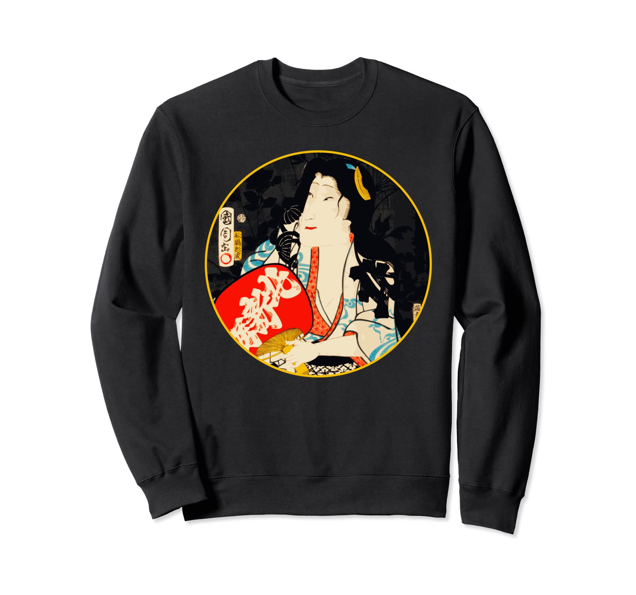 Kabuki Theater Edo Period Woodblock Print Sweatshirt with Fan чёрный 6450₽