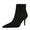 Winter New Ankle Socks Shoes Women Pointy Toe Flock Concise Short Boots Winter Slip On Zip High Heels Office Botas De