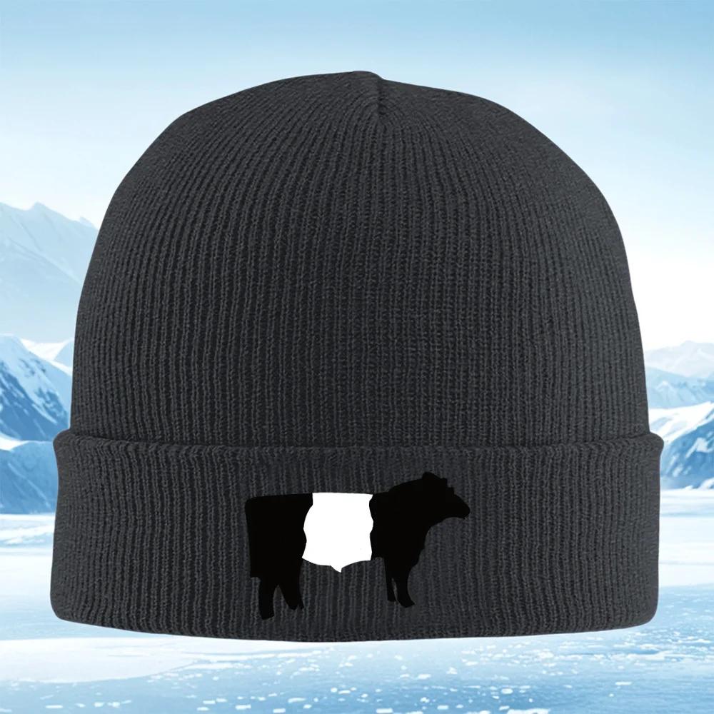 Cow Body Shape White Silhouette Unisex Women Unisex Knitted Hat Beanie Pullover Cap Winter Thermal Warm Christmas Outdoor Cycling H