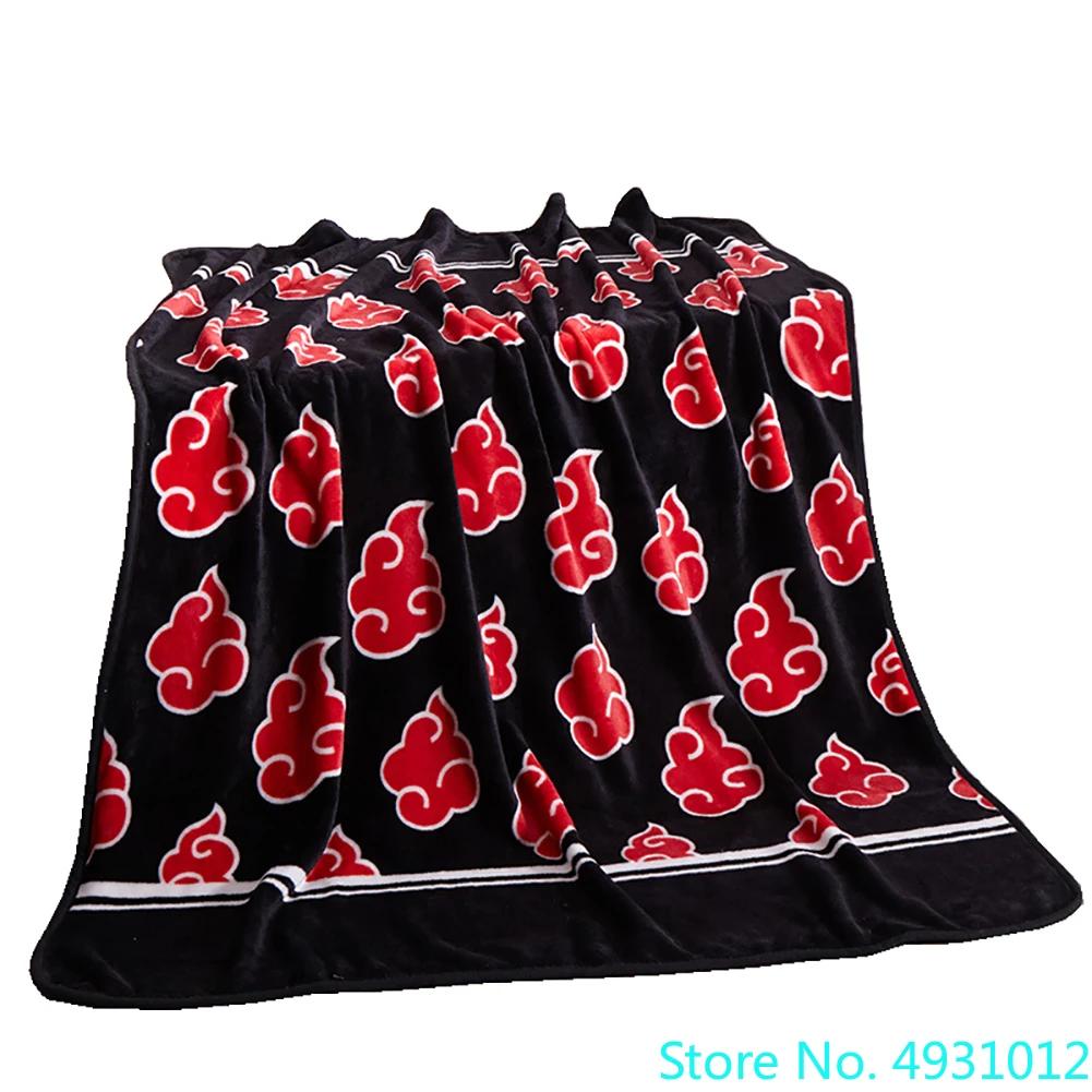 New Anime Red Cloud Naruto Shippuden Akatsuki Soft Warm Flannel Blanket 165x200cm Fleece Plush Throw Kids Boys Bed Dropship