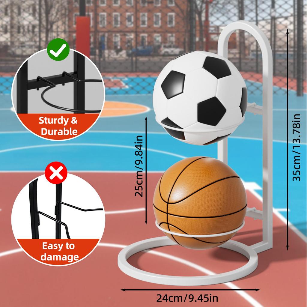 Mobile Basketball Hoop and Storage Rack for Basketball, Football, and Volleyball