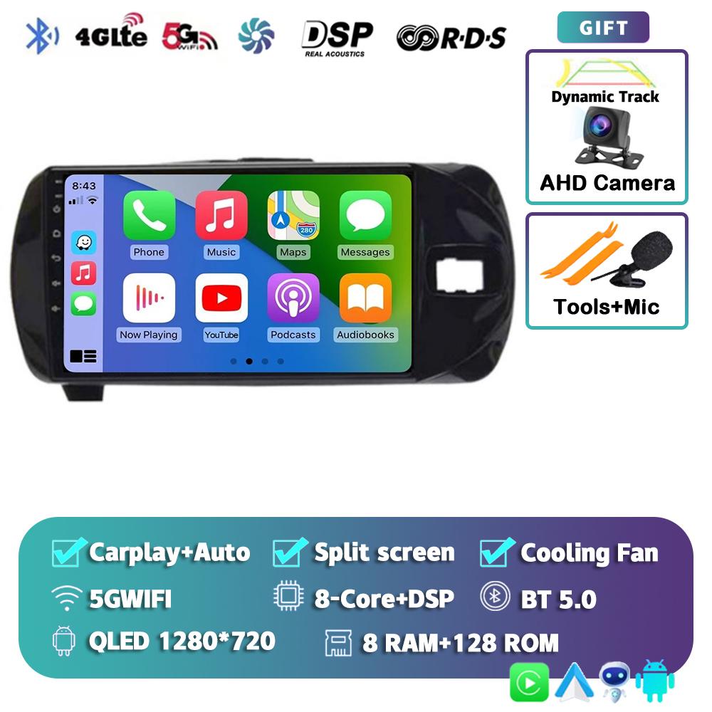 Android 14 Carplay For Toyota Vitz 3 XP130 2014 2015 2016 2017 2018 2019 Car Radio Multimedia Video Player Navigation GPS Stereo