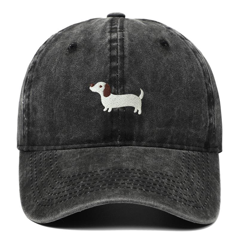 Dachshund Embroidered Baseball Cap - Unisex Korean Style, Wide Brim Hat