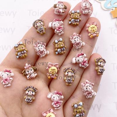 50 pz Resina Colorato Cartone Animato Coniglio Anatra Cane Gatto Orso Bruno Nail Art Strass a Dorso Piatto Fai da Te Gioielli di Natale Artigianato Scrapbook