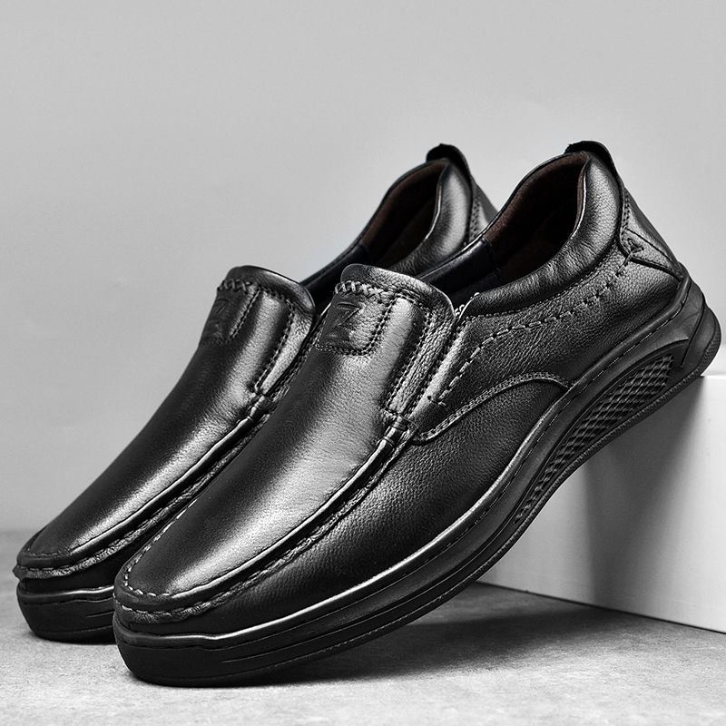 Men's Leather Handmade Big Brand Tail Business Casual Leather Shoes