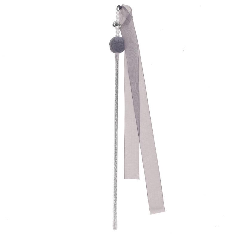 Simulation Feather Interactive Cat Toy Satin Ribbon Bell Cat Stick Toys Kitten Playing Teaser Wand Supplies Accessories