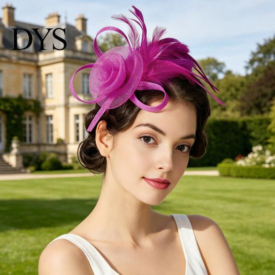 Leggera Fascia per Capelli con Piume Donna Fascia Floreale Retrò Rete con Piume Fascintor per Tea Party Accessorio Capelli per Feste Cocktail Comoda