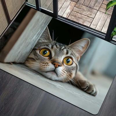 1 Pz Tappeti da Cucina Antifatica, Stampa con Design Gatto Giocoso Impermeabile Antiscivolo Spesso Imbottito Tappetino da Cucina Comfort per Stare in Piedi per Cucina