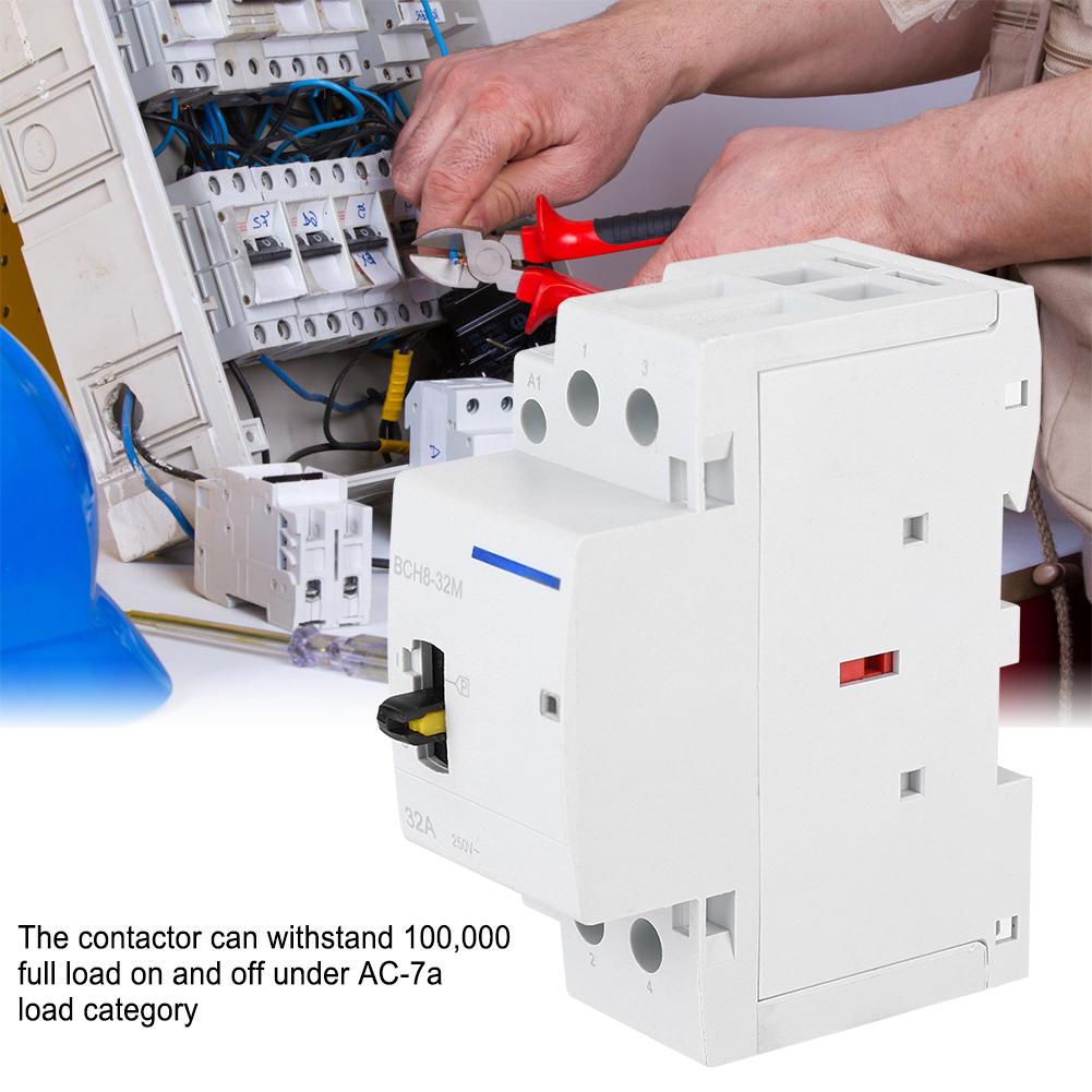 2P32A Household AC Contactor with Manual Control Function for Building Electrical 230V(1NO1NC)