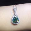 Maldives Blue Green Moissanite Necklace High Carbon Diamond Pendant Elegant Jewelry for Women