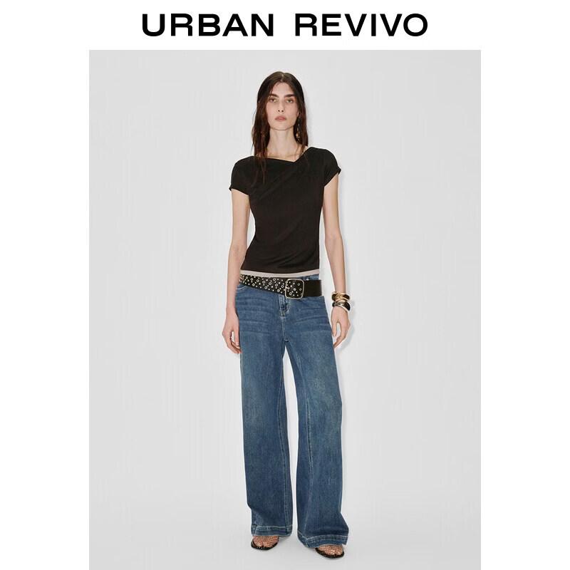 UR Women s Halter Cowl Neck Color-block T-shirt M темно-кофейный