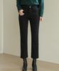 Jikeulib Hot Fleece-Lined Secret Elastic Waist Slim Straight Cotton Pants