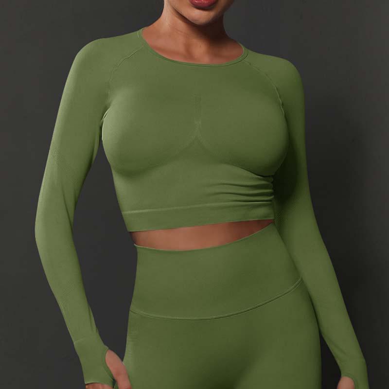 Pokročilá dámská sada na jógu a běh s dlouhým rukávem s pocitem nahoty a ochranou rukou