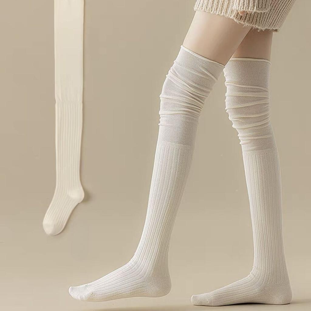 Women Thermal Socks Hosiery Autumn Winter High Tube Splicing Stockings Knee-socks Korean Style Casual Sock