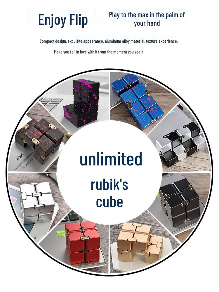 Cross-Border Novelty Infinite Cube Metal Fidget Spinner Toy