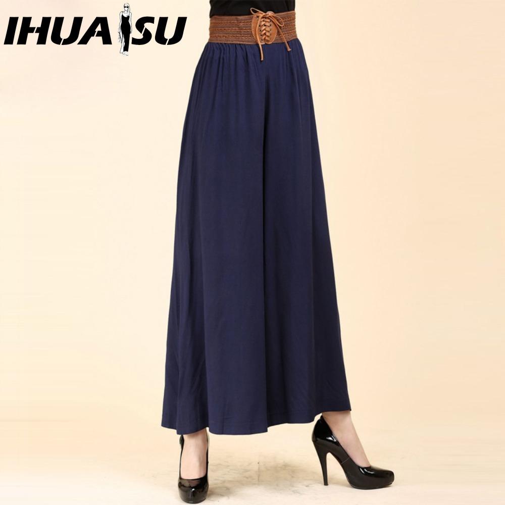 

IHUASU Women s Fashion Casual Solid Color Print Pants & Capris one size темно-синий