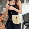 Tassels Raffia Bag Pu Leather Tassels Beach Bag Casual Weave Straw Crossbody Bag  Summer