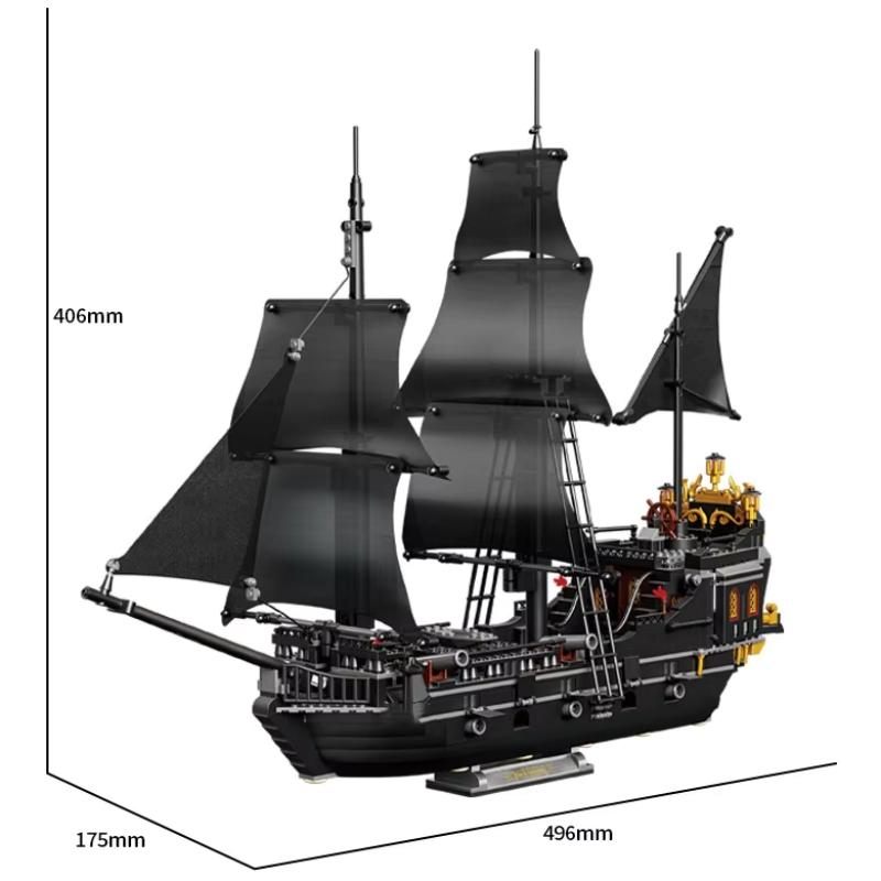 1424Pcs Black Pirates Ship Diy Adventure Boat Mini Bricks Building Blocks Assembled Model Toys for Boys Kids Christmas Gifts