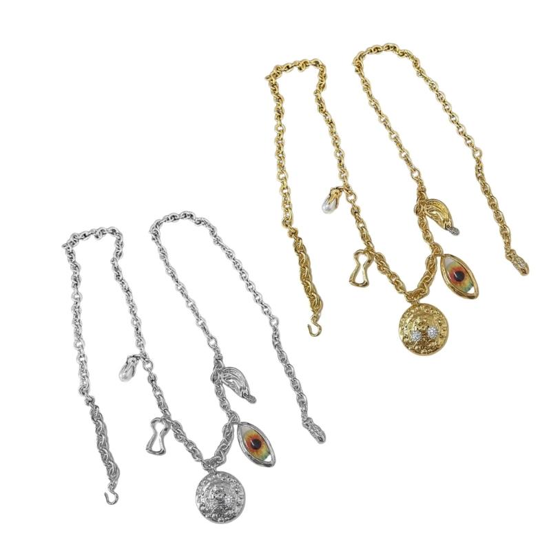 Elegante Taillen-Schmuck-Dekore mit Teufelsaugen-Anhänger, verstellbare Metall-Körperkette, Hüftgürtel für Abendparty-Outfit