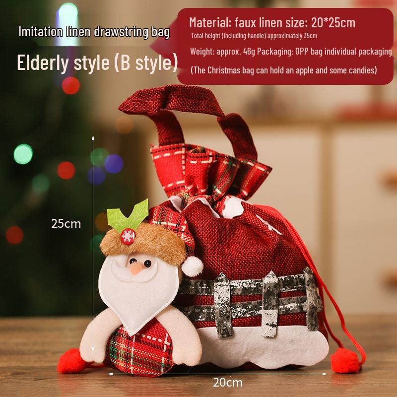 Christmas Eve Santa Gift Bag: Non-Woven Fabric Candy and Apple Small Gift Packaging