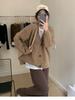 Korean Grey V-Neck Knit Cardigan - Women's Soft, Fluffy Outerwear for Spring and Autumn