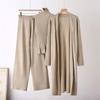 New Spring & Autumn Knitted Three-Piece Set: Sleeveless Vest, Cardigan, and Pants