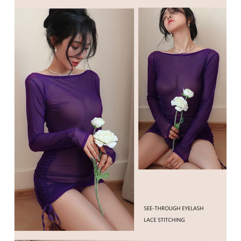 Lingerie Women's Perspective Long Sleeved Hip Hugging Dress Passionate And Hot New Xxnx Fetish Babydoll Sexy