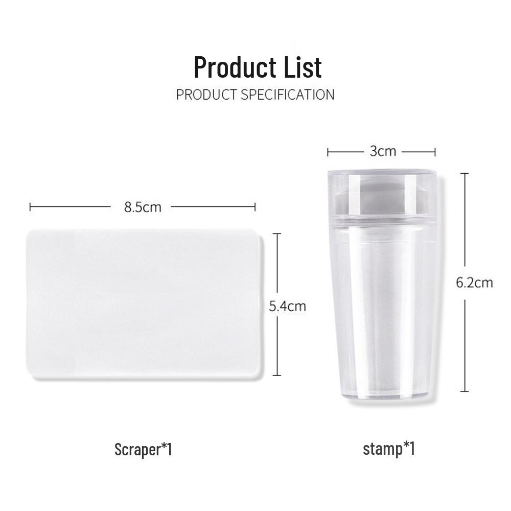 Nail Art Double-Head Silicone Stamp & Scraper Set