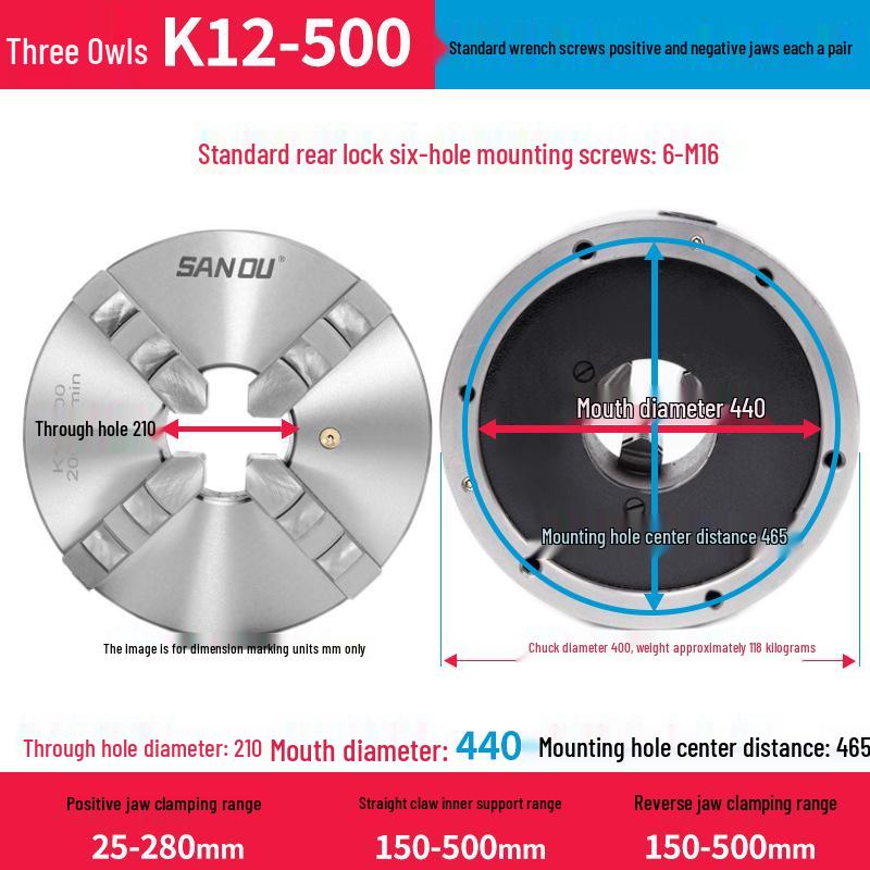 K12-80 Three-Jaw Self-Centering Manual Lathe Chuck