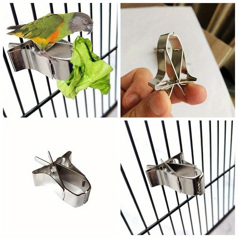 2 Pezzi Porta Cibo per Uccelli Pappagallo Pet Pinza per Frutta Verdura Dispositivo Alimentatore Pinza a Morsetto Durevole Accessorio per Gabbia per Uccelli Domestici.