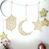 3 Stück Holz Eid Mubarak Hängeanhänger Ornament Ramadan Kareem Geschenk Islam Muslimisches Zuhause Tischdekoration DIY Bastel Partyzubehör