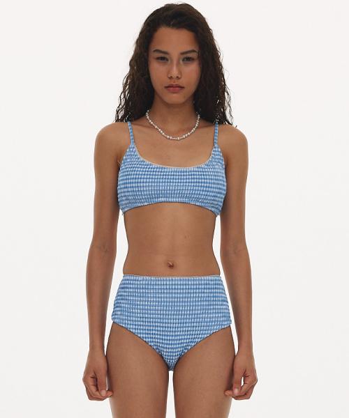 Hata Check Smocked Bikini Set_Blue