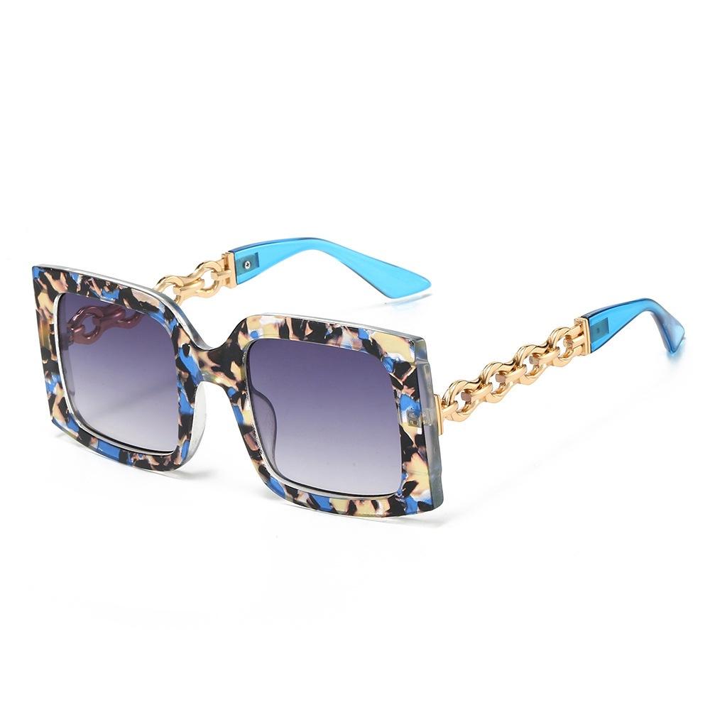 JYL TS Sunglasses UV Square Large Frame Chain/3242