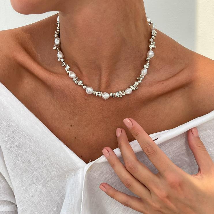 Vintage Punk Style Irregular String Imitation Pearl Necklace, Women's Wedding Jewelry Y2k Holiday Accessories Gifts