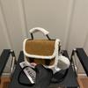 Women Light Luxury Fashion Korean Style Casual Frosted Splicing Commuter Versatile Crossbody Small Square Bag