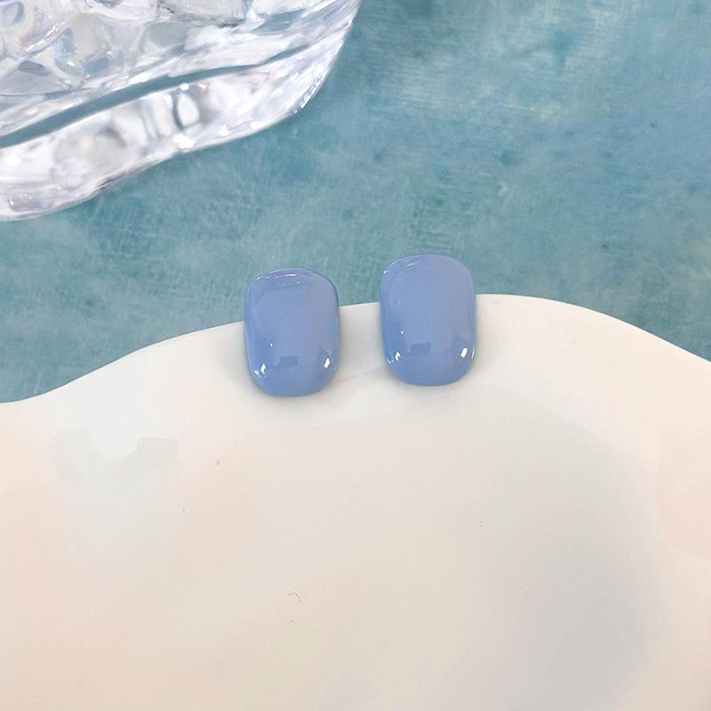 Blue Tie Earrings Artistic Little Fresh Fog Haze Blue Flowers Geometric All-matching Earrings Sweet Jewelry Woman