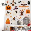 Cute Ghost Pumpkin Wall Stickers Halloween Stickers, And Print Decals, Indoor Party Atmosphere Removable PVC DIY Holiday for Classroom Window