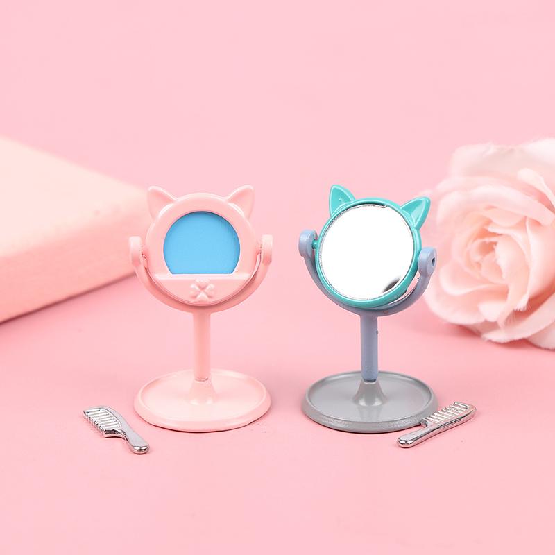 1/12 Make-up Mini Hasenohren Spiegel Möbel für Puppenhaus Spielzeug Zubehör