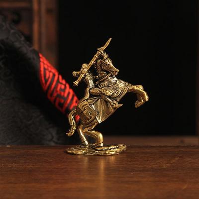 Esclusiva Statuetta Cavaliere Femminile a Cavallo Transfrontaliera - Immagine Cambiabile Artigianato in Rame da Tavolo